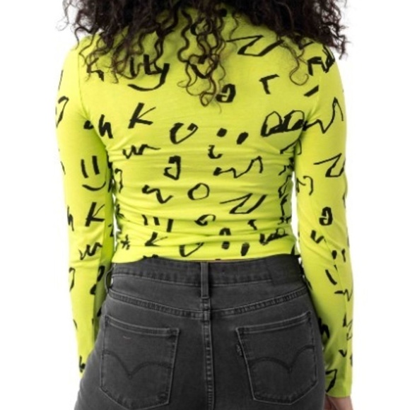 NWT Lazy Oaf x G.E.M Neon Scribble Turtleneck - Picture 3 of 3